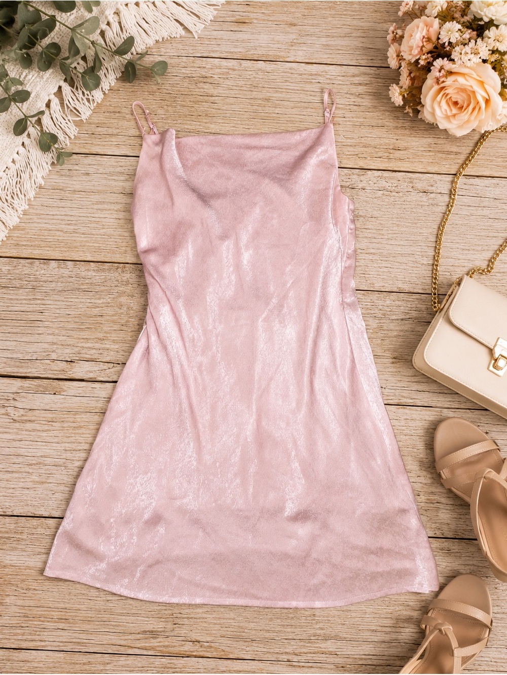 Altar'd State Pink Shimmer Slip Dress